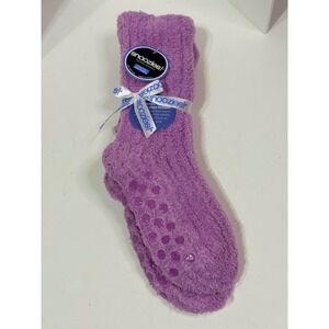 Snoozies Slumber Sleepers Purple Fuzzy Socks Shea Butter Infused Non-Skid NWT‎